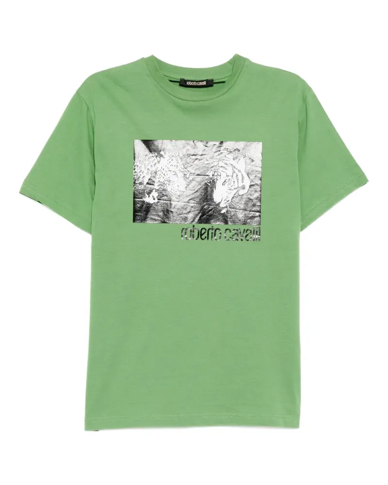 Roberto Cavalli graphic-print cotton T-shirt - Grün Grün