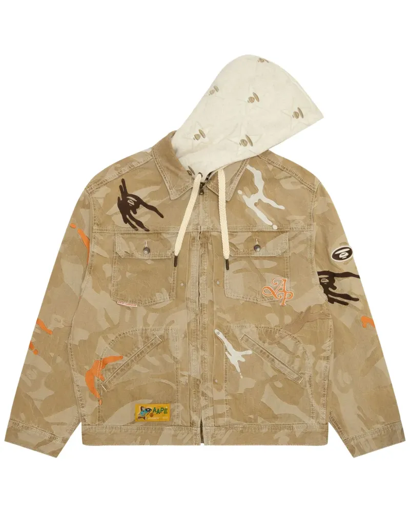 BAPE Jacke mit Logo-Print - Braun Braun
