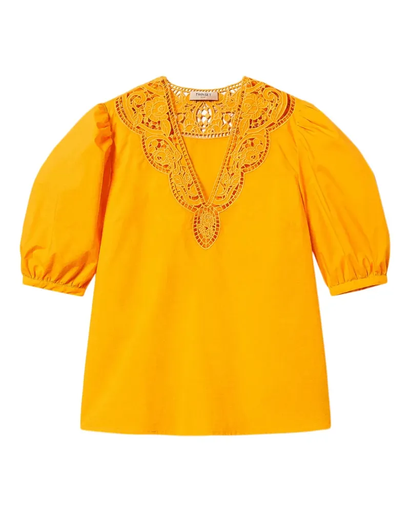 Twin-Set Bluse mit Lochstickerei - Orange Orange