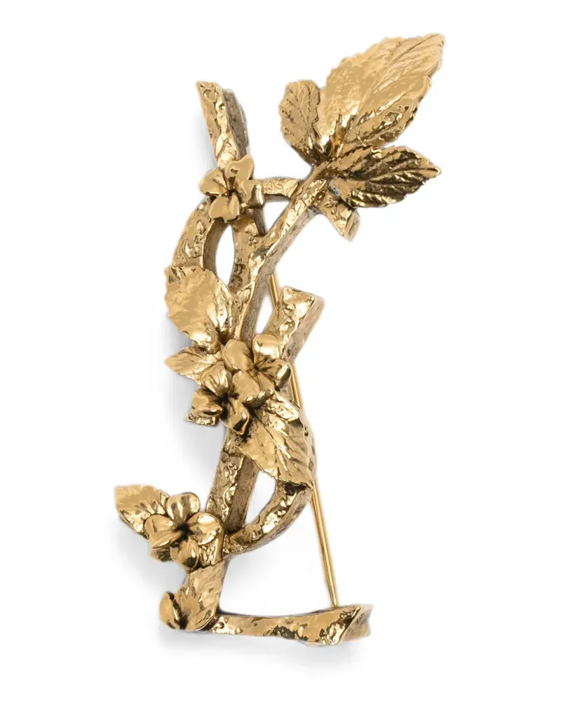 Saint Laurent Cassandre floral-motif brooch - Gold Gold