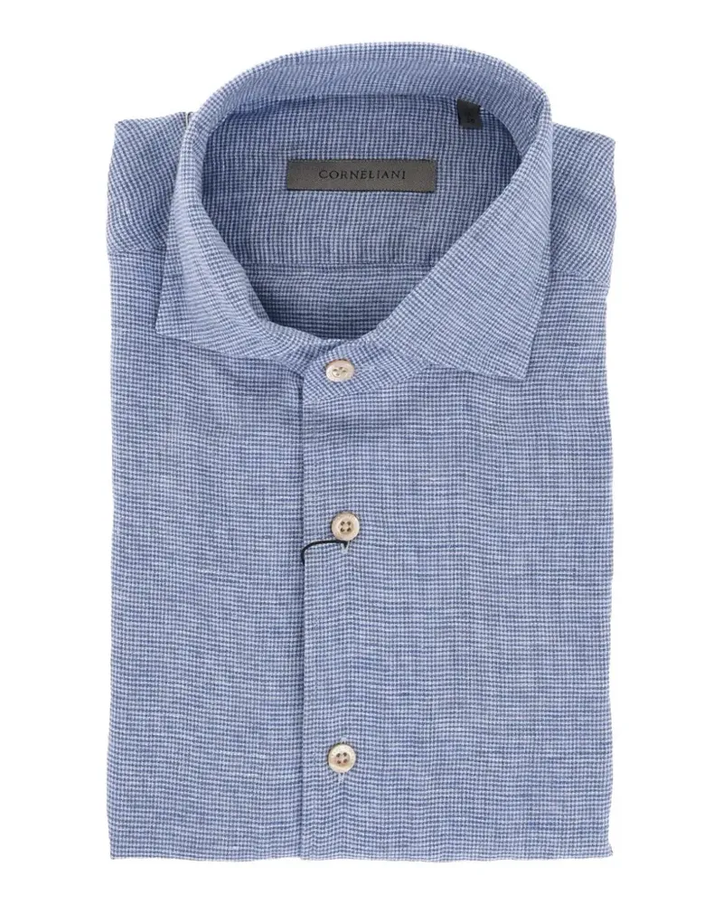 Corneliani houndstooth-pattern shirt - Blau Blau