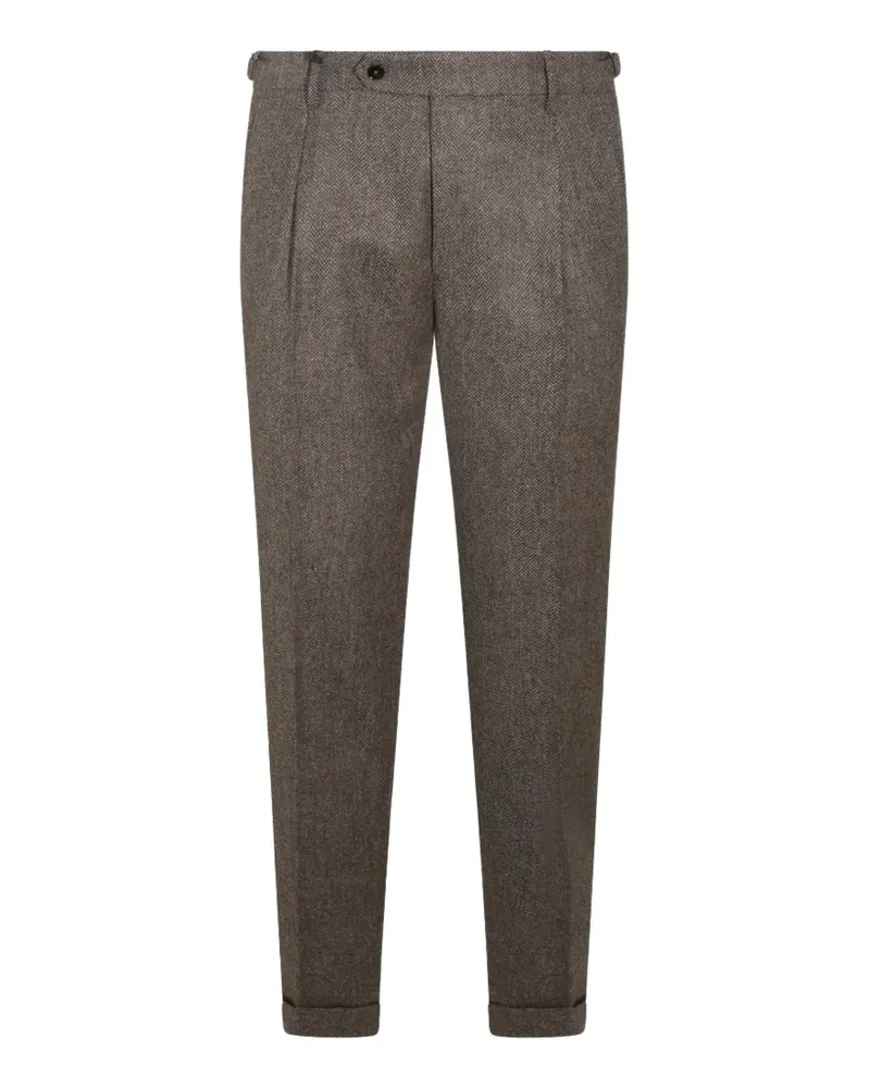 Berwich herringbone pleat-detail trousers - Grau Grau