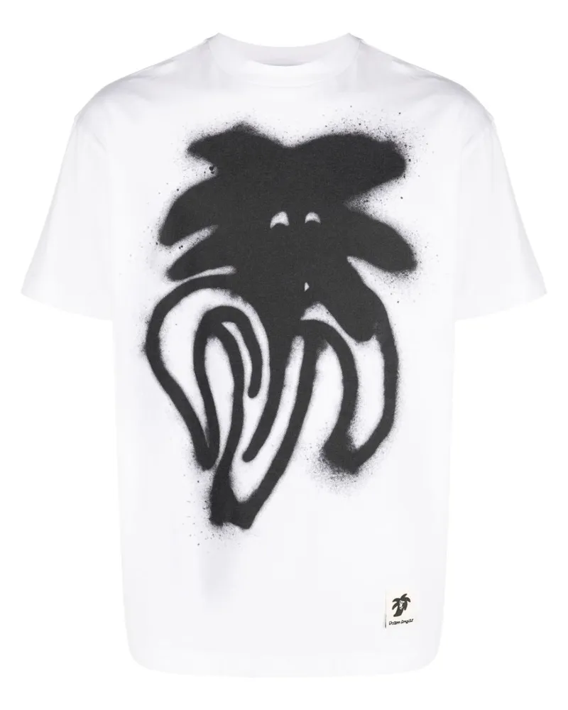 Palm Angels T-Shirt mit Graffiti-Print - Weiß Weiß