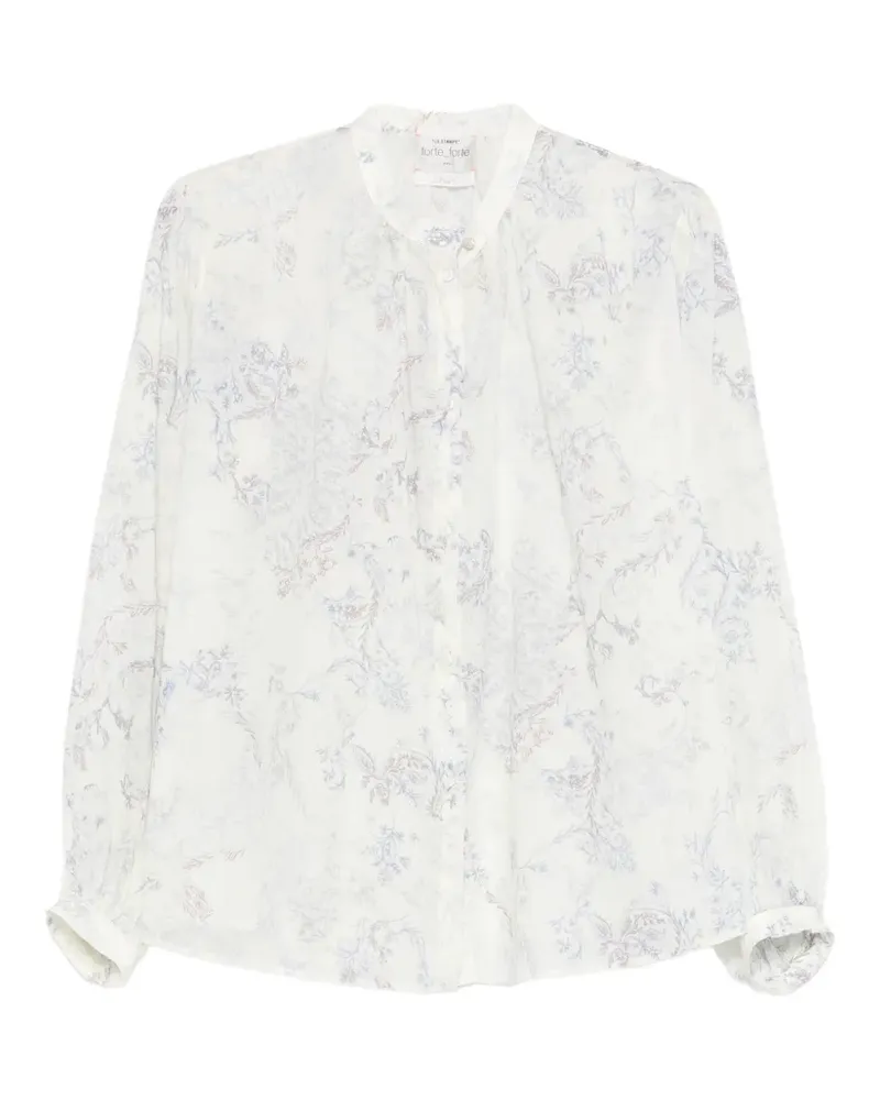 forte_forte Hemd mit Blumenmuster - Weiß Weiß