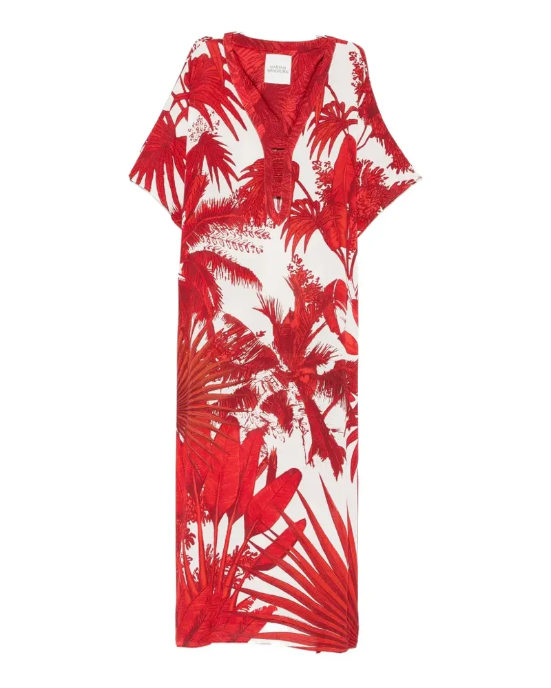 Maryan Mehlhorn V-neck floral-print midi dress - Rot Rot