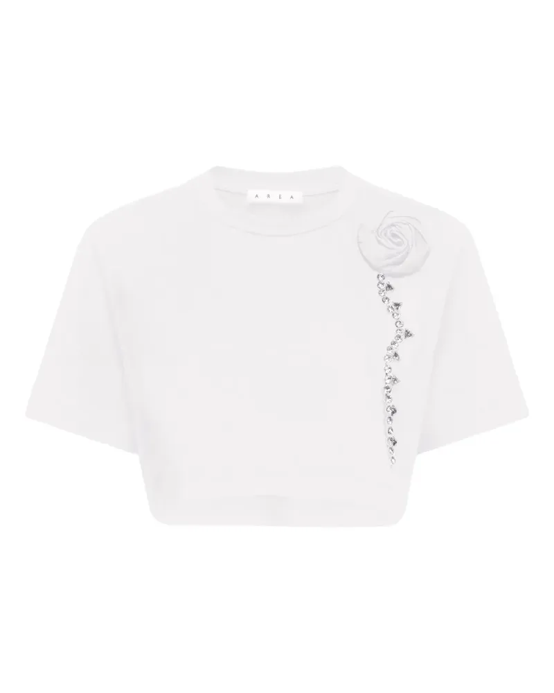 Area Cropped-T-Shirt mit Kristallen - Weiß Weiß