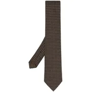 Gepunktete Seidenkrawatte - Braun