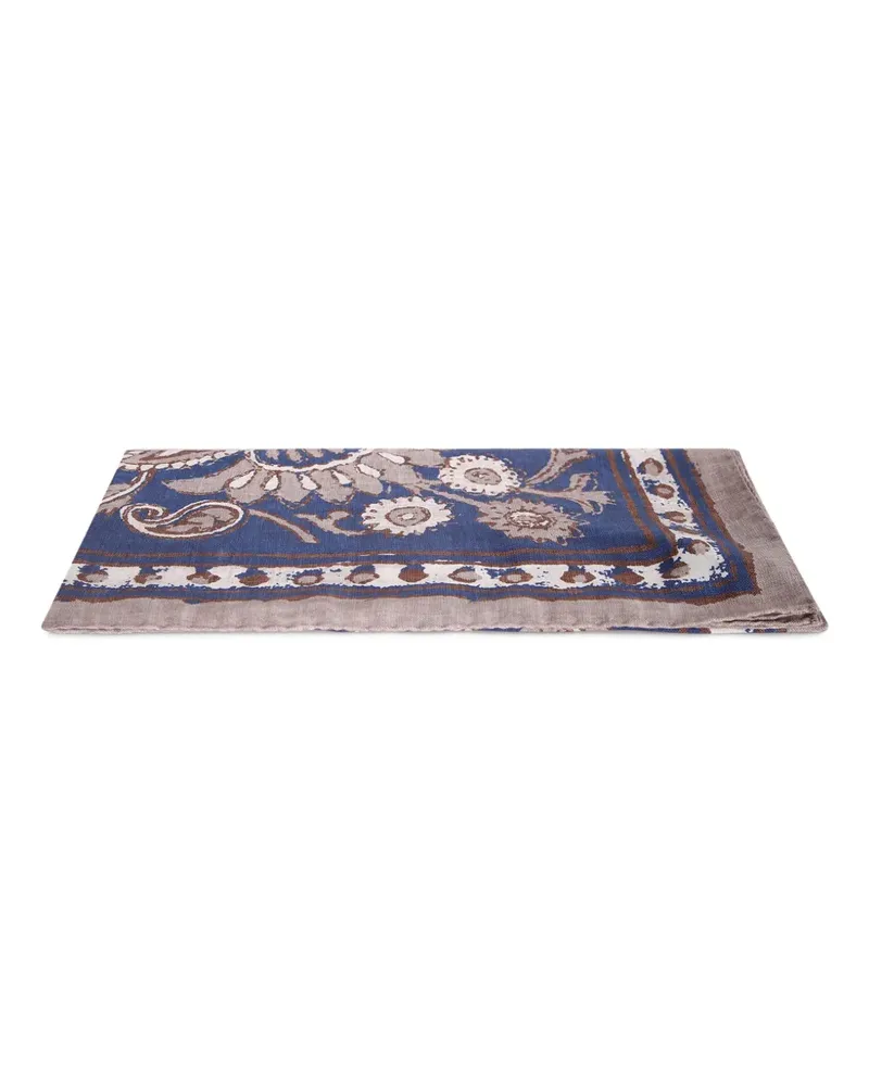 Dell'oglio Schal mit Blumenmuster - Blau Blau