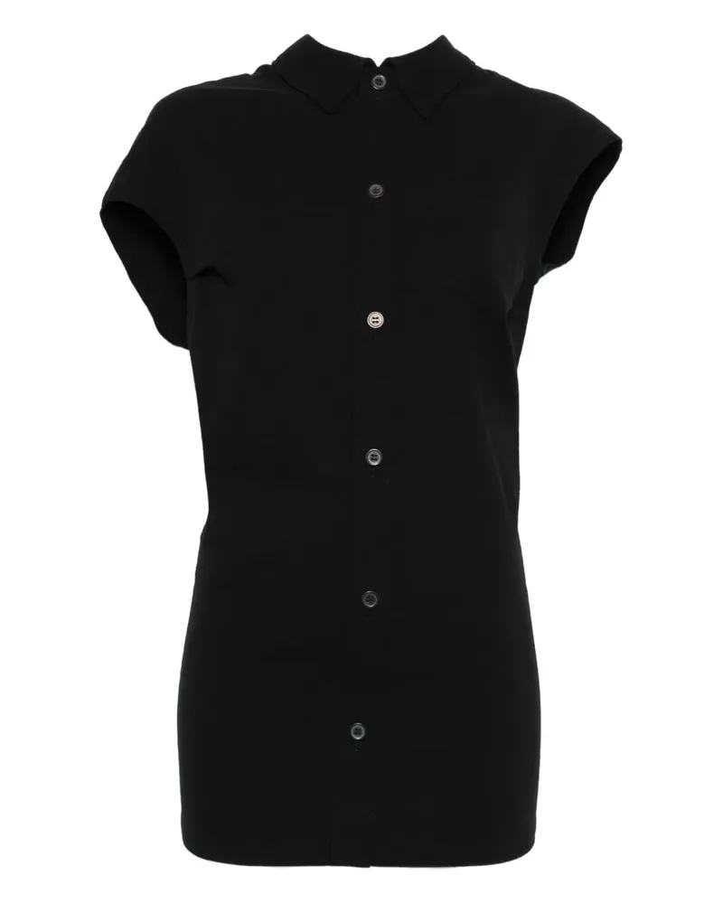 Issey Miyake button-fastening short-sleeve top - Schwarz Schwarz