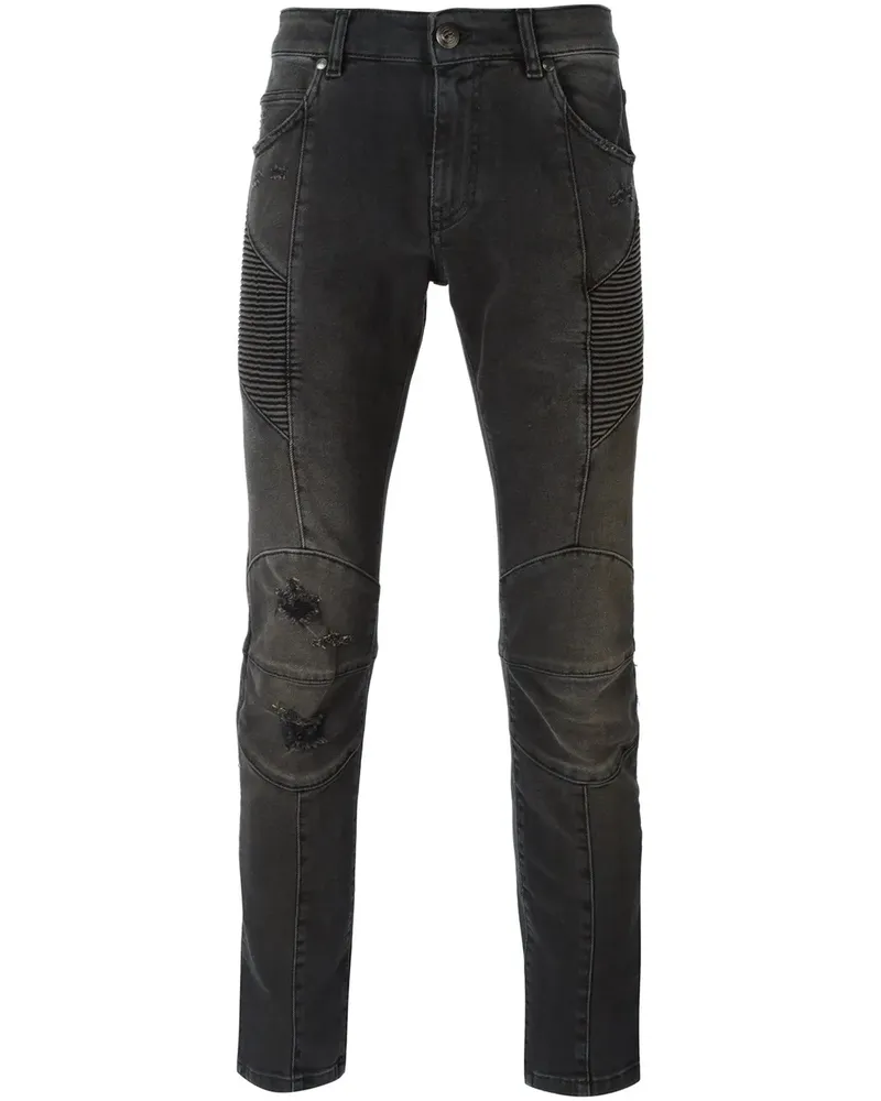 Balmain Skinny-Jeans mit Einsätzen - Schwarz Schwarz