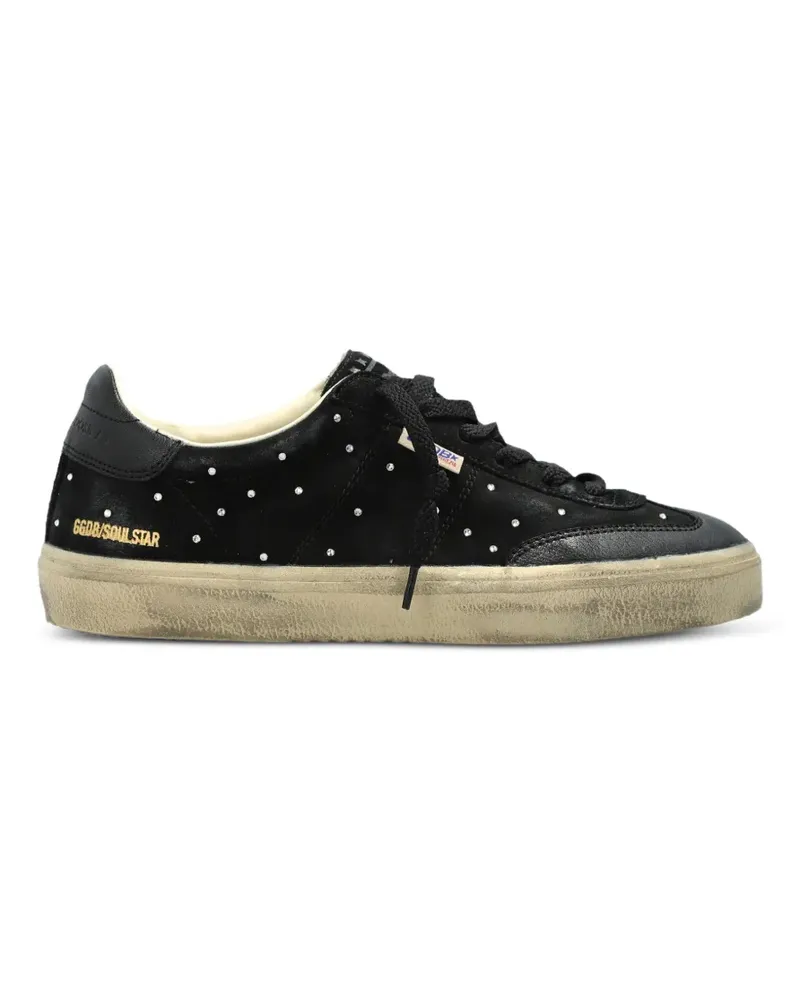 Golden Goose Soul Star aus schwarzem Wildleder mit silberfarbenem Swarovski Schwarz