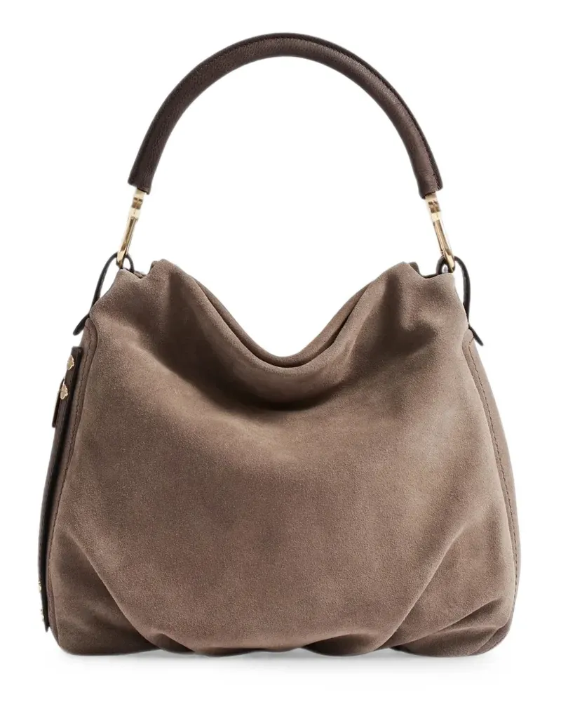 Borbonese small Bice suede shoulder bag - Braun Braun