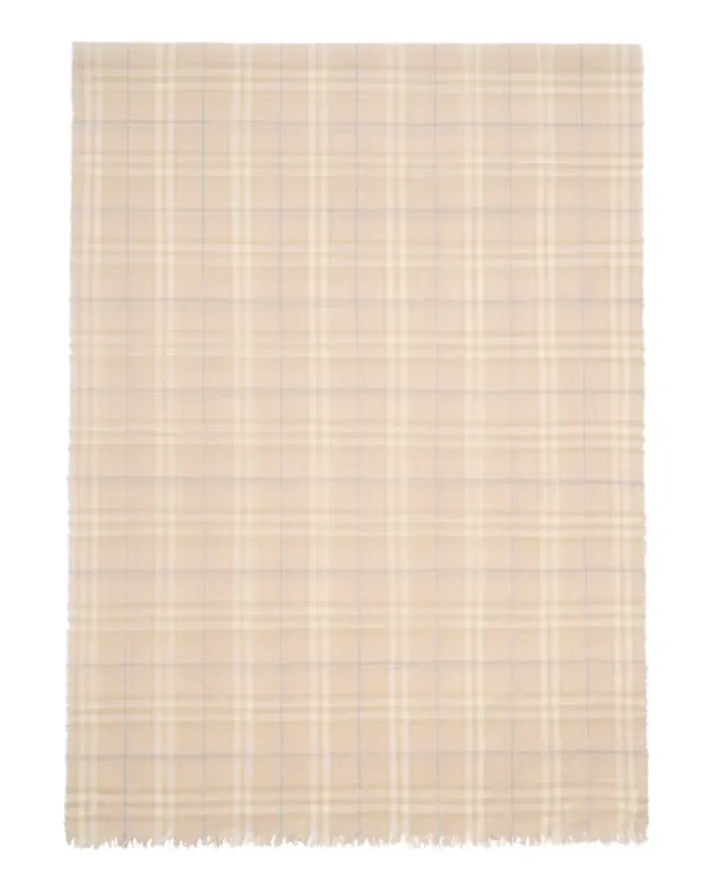 Burberry wide embellished Check wool silk blend scarf - Nude Nude