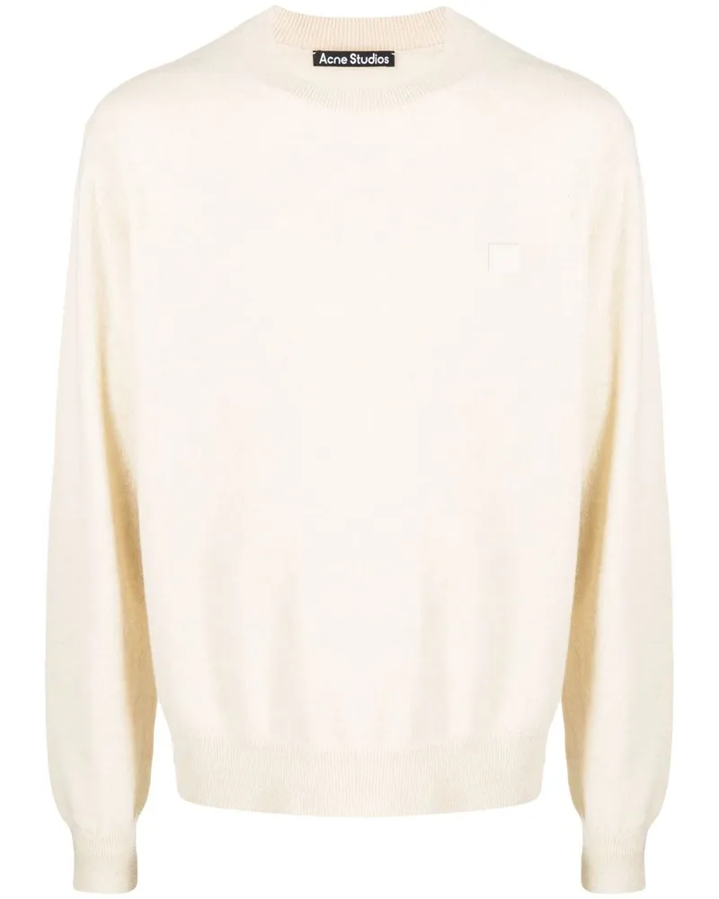 Acne Studios Gestrickter Pullover mit Logo-Patch Nude