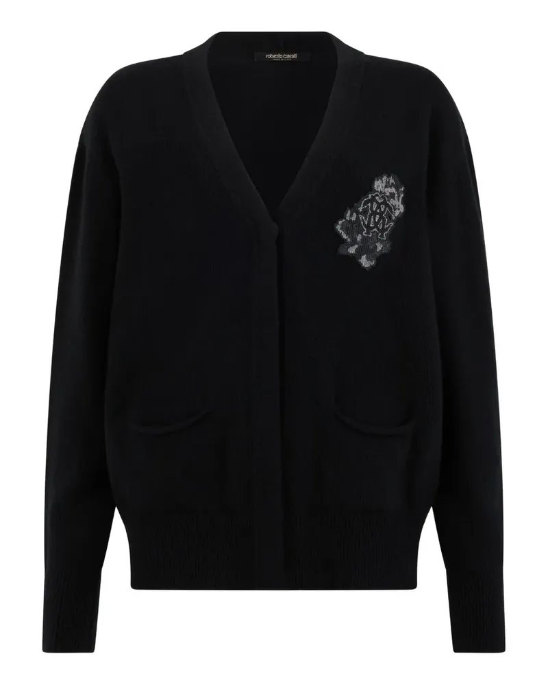 Roberto Cavalli floral-applique cardigan - Schwarz Schwarz