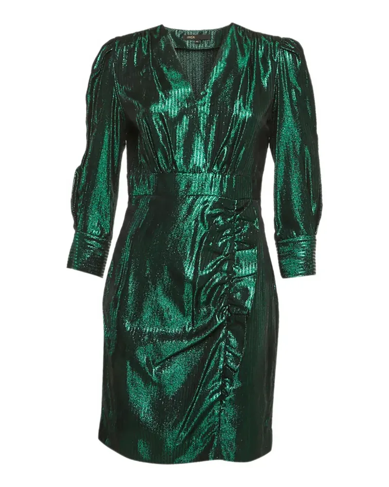 Maje Minikleid mit Fischgrätenmuster - Grün Grün