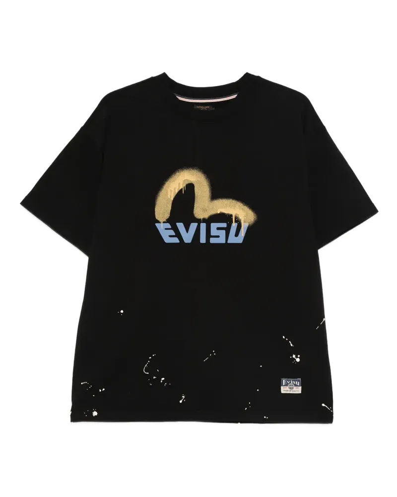 Evisu T-Shirt mit Print - Schwarz Schwarz