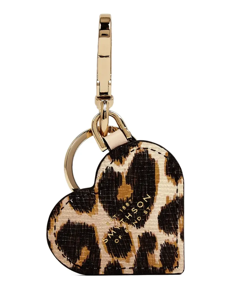 Smythson Panama Schlüsselanhänger mit Herz - Nude Nude