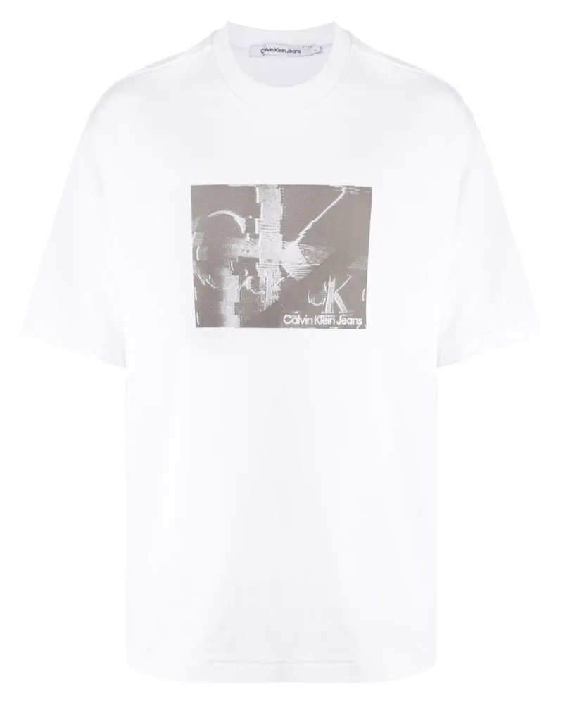 Calvin Klein Kurzärmeliges T-Shirt mit Logo-Print Weiß