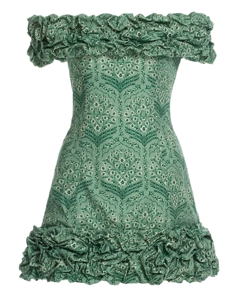 AGUA BENDITA Gerüschtes Kleid mit Blumen-Print - Grün Grün