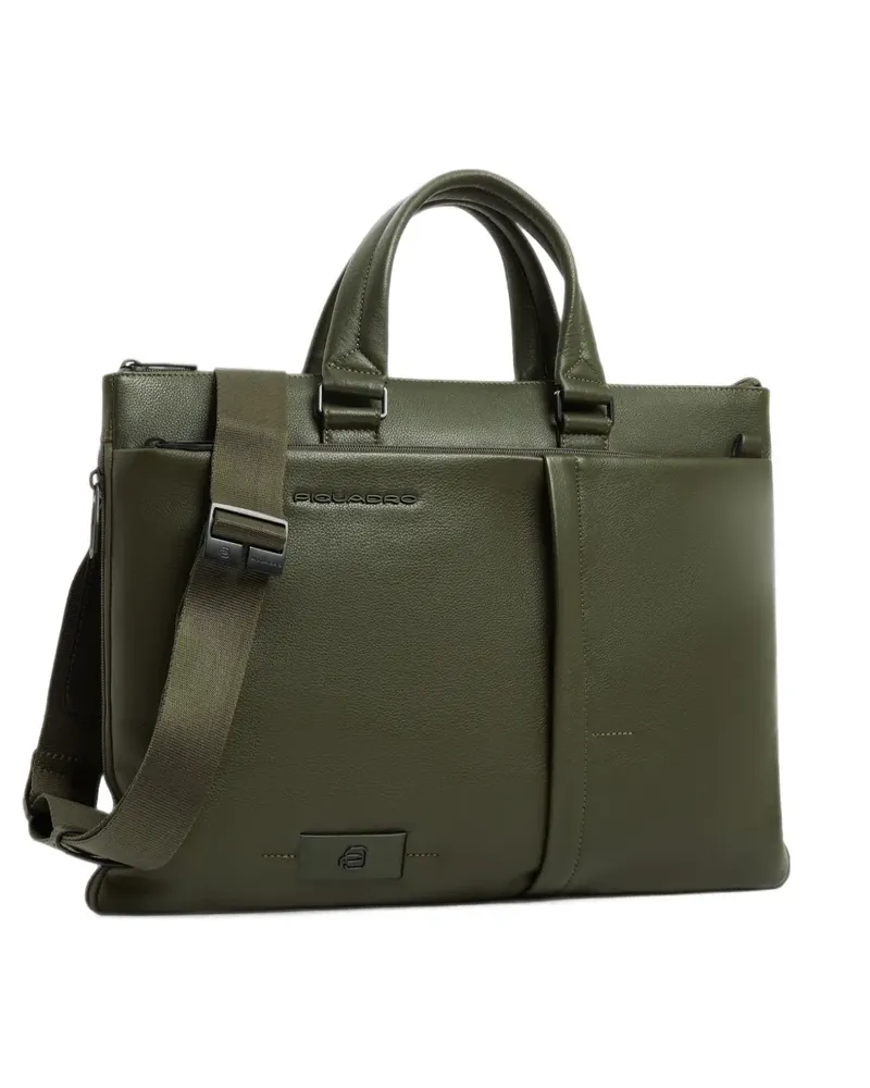 Piquadro Laptoptasche aus gekörntem Leder - Grün Grün