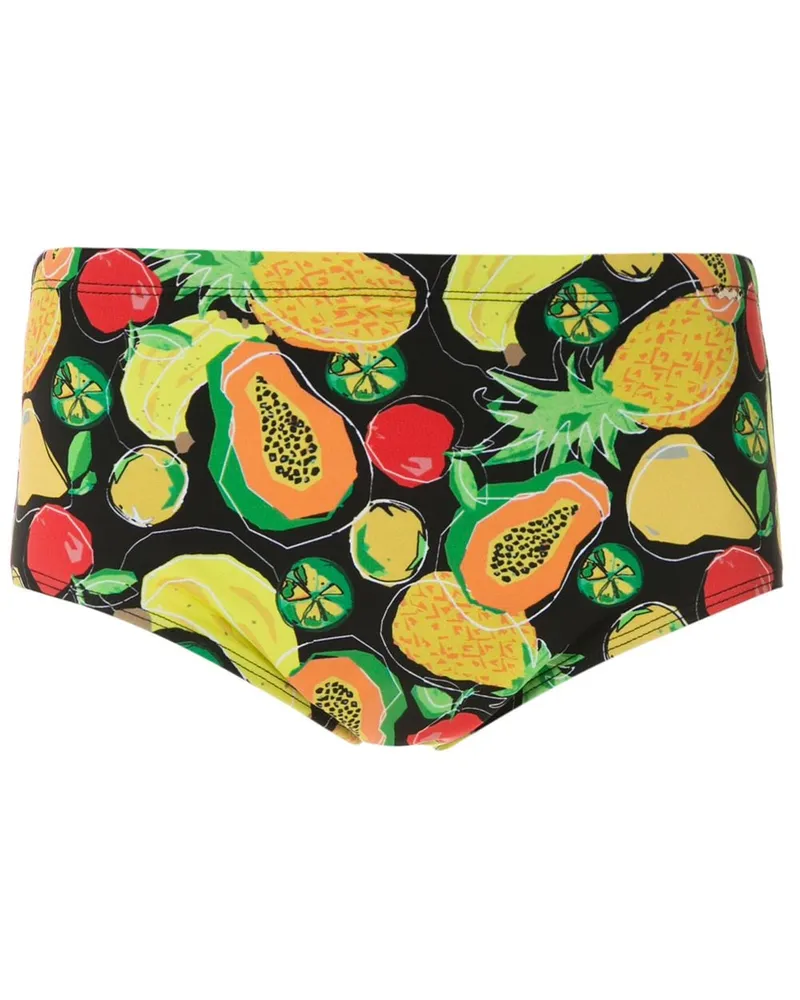 Amir Slama Badehose mit "Frutas"-Print - Schwarz Schwarz