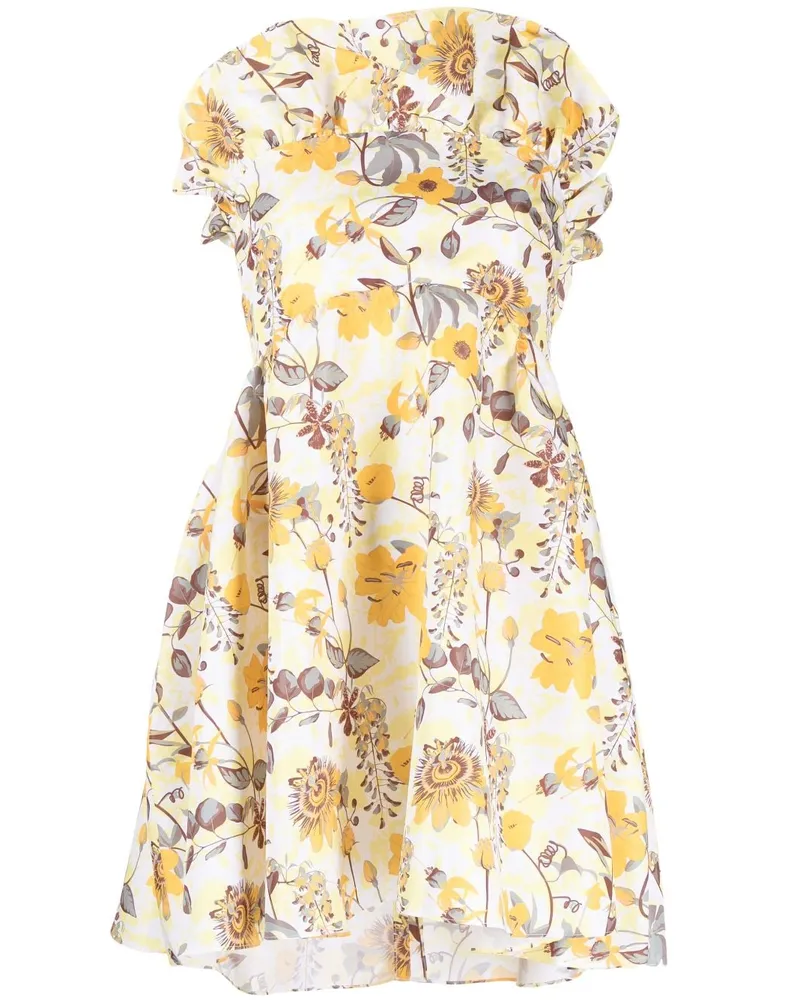 Kika Vargas Schulterfreies Kleid mit Blumen-Print - Gelb Gelb