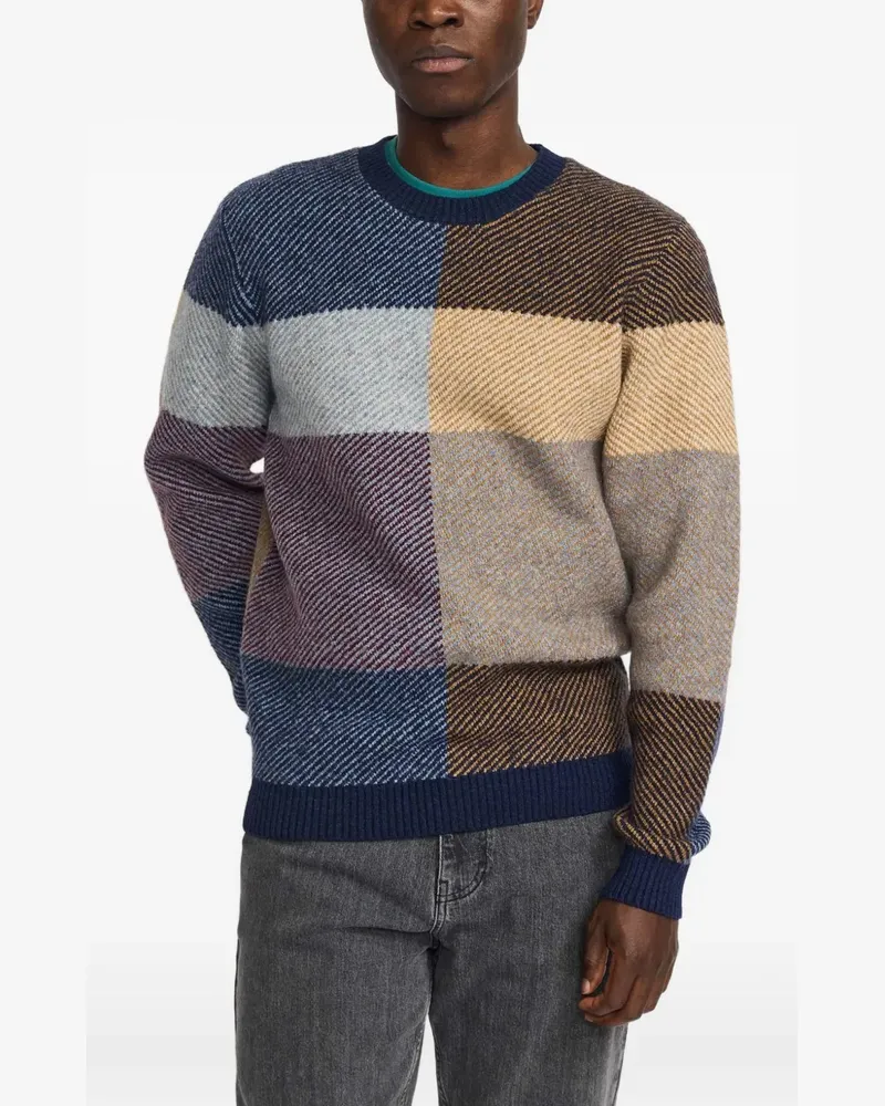 RVLT/revolution Intarsien-Pullover in Colour-Block-Optik - Blau Blau