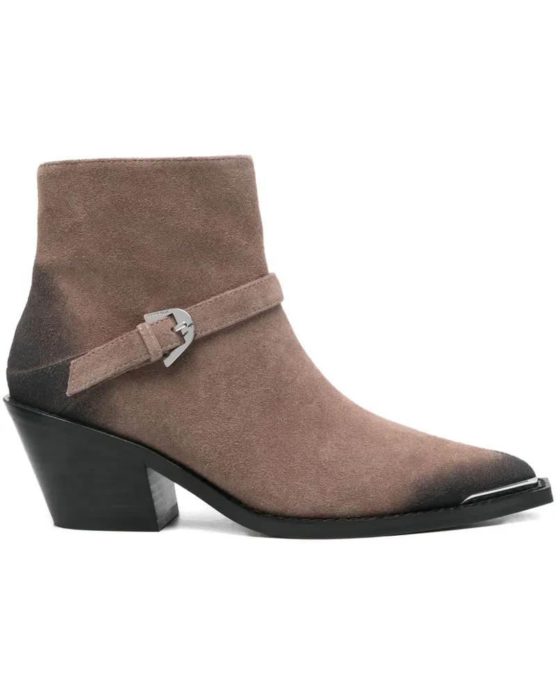 Coccinelle Schnallenverschluss-Stiefel mit spitzer Kappe - Braun Braun