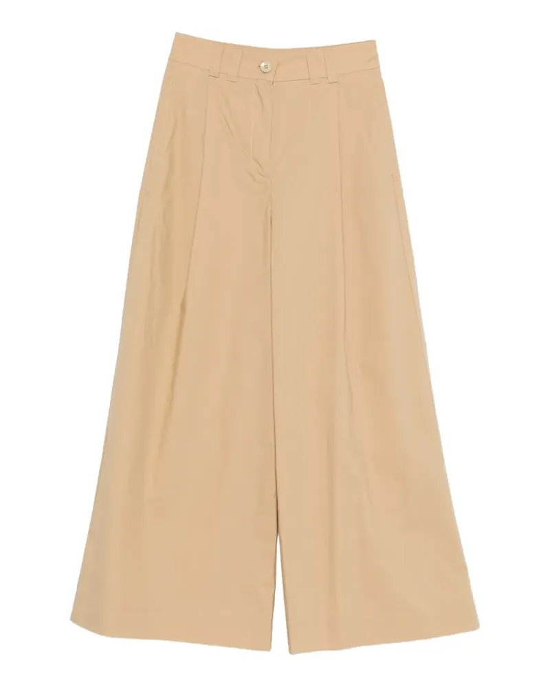 SOLOTRE pocket pleated palazzo pants - Nude Nude