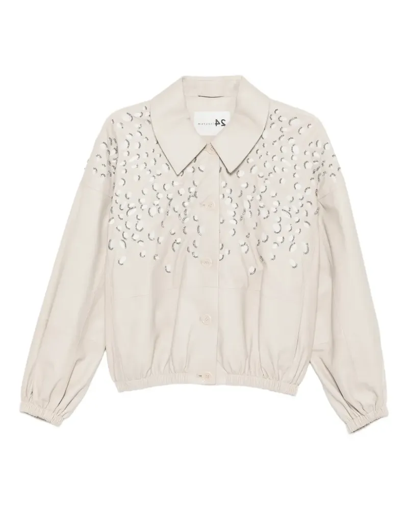 Manzoni 24 Verzierte Lederjacke mit Kragen - Nude Nude