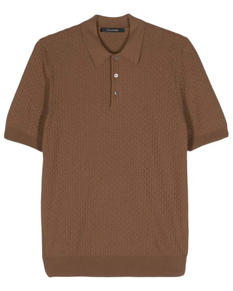 Tagliatore Pratt Poloshirt mit Webmuster Braun