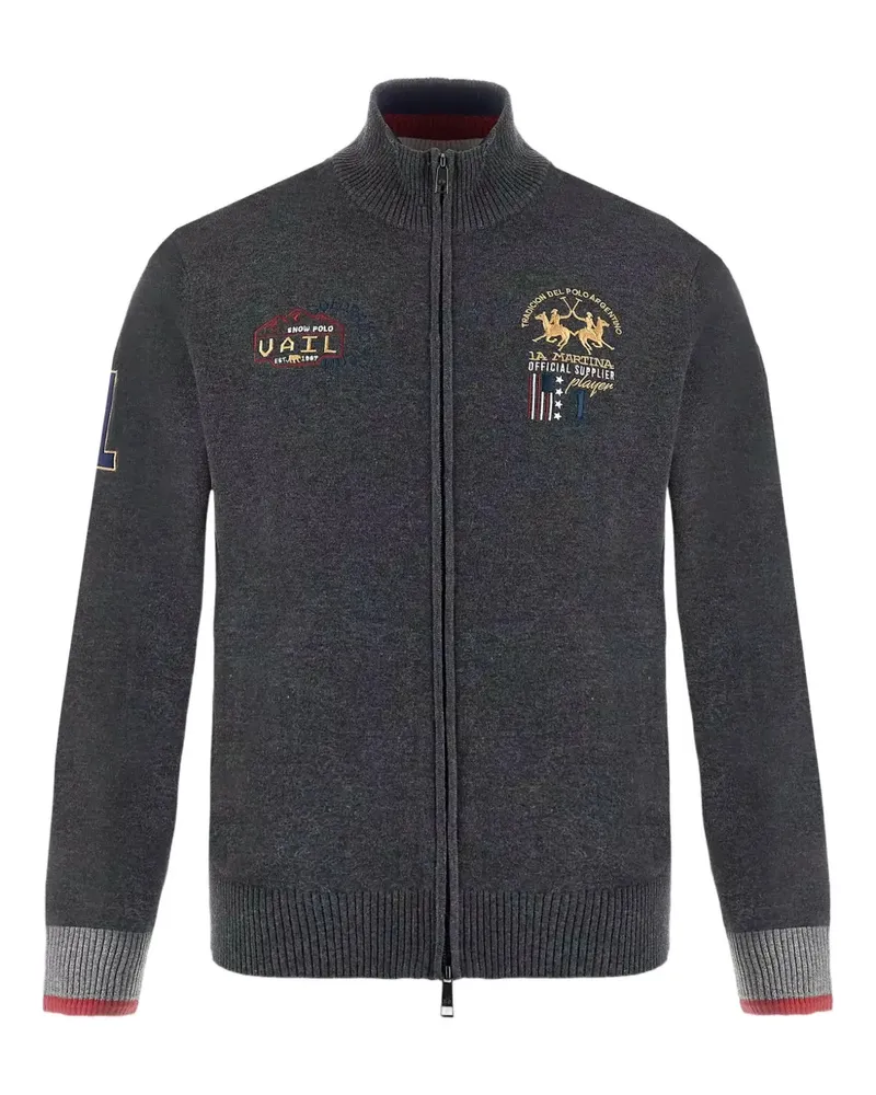 La Martina Bradford Cardigan mit Logo-Stickerei - Grau Grau