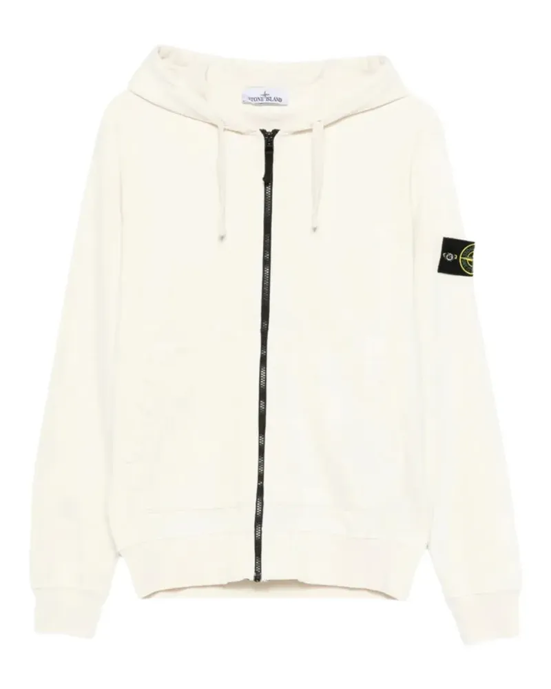Stone Island Kapuzenjacke mit Logo-Patch - Weiß Weiß