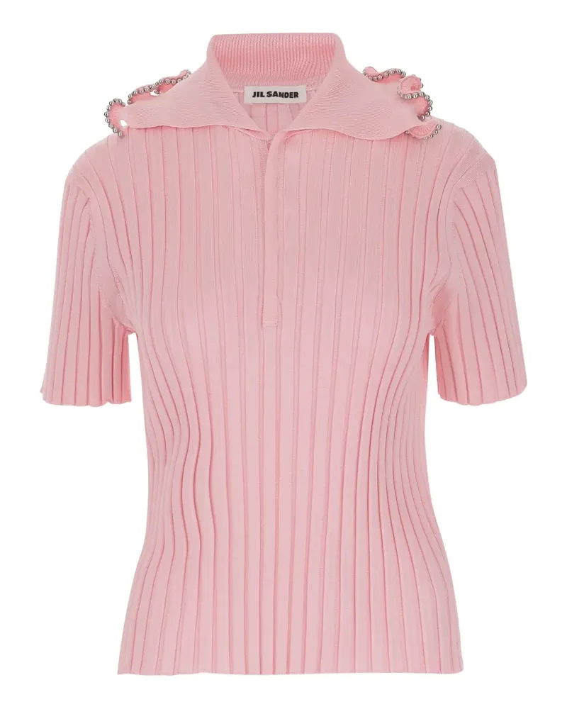 Jil Sander Geripptes Poloshirt - Rosa Rosa