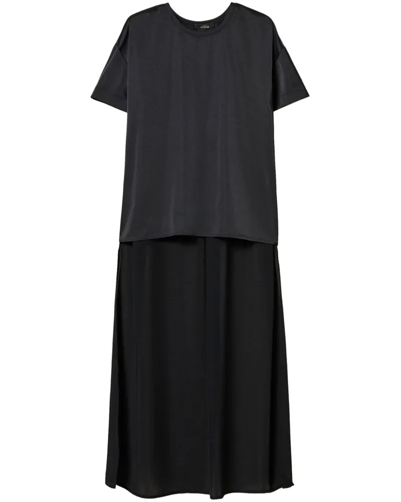Twin-Set Asymmetrische Satinbluse - Schwarz Schwarz