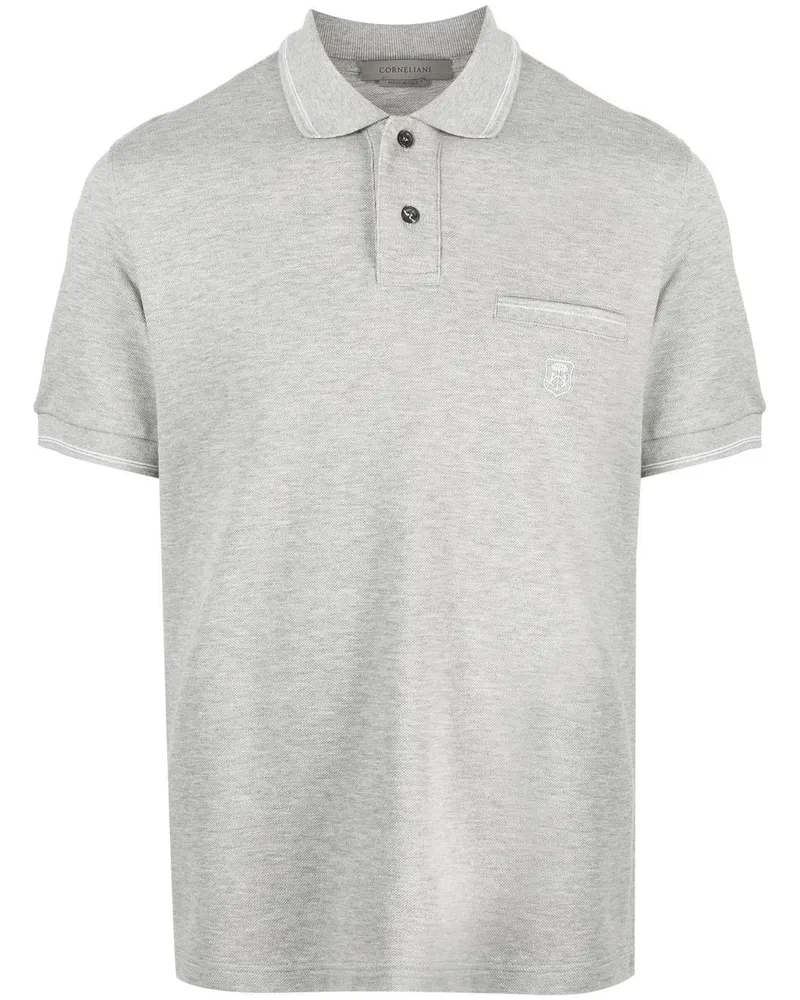 Corneliani Poloshirt mit Logo-Stickerei Grau