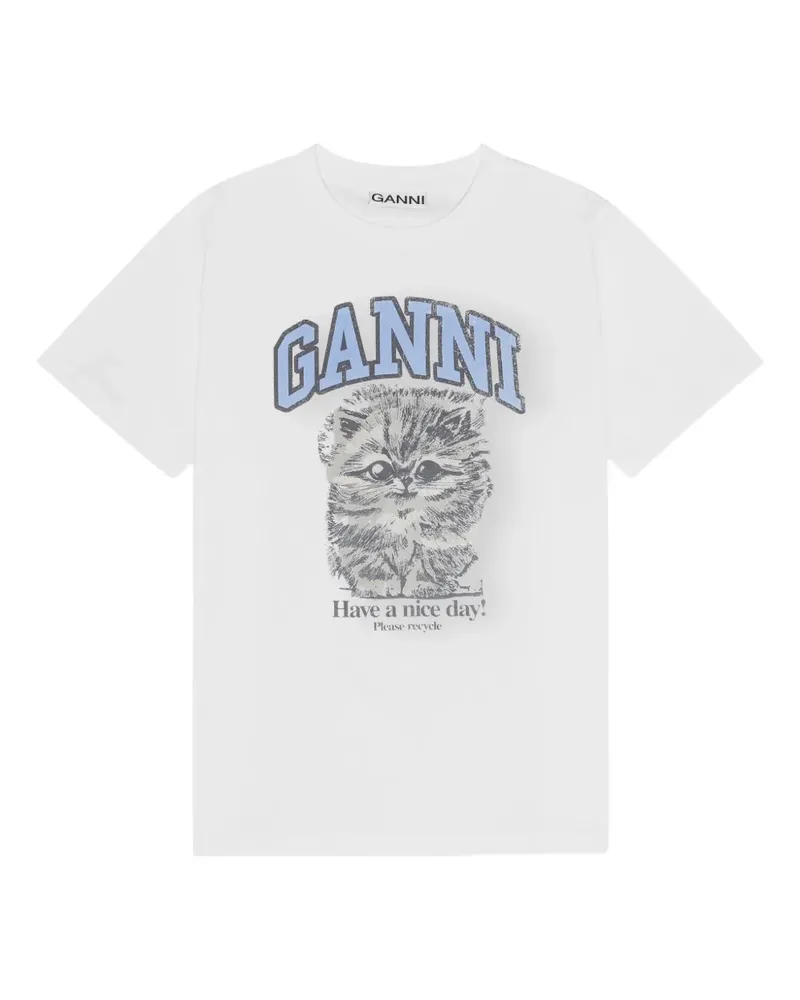 Ganni T-Shirt aus Bio-Baumwolle - Weiß Weiß