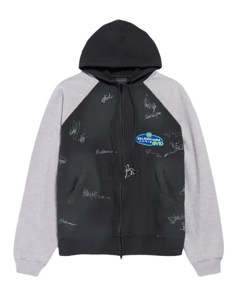 Balenciaga zip-up pattern hoodie - Schwarz Schwarz