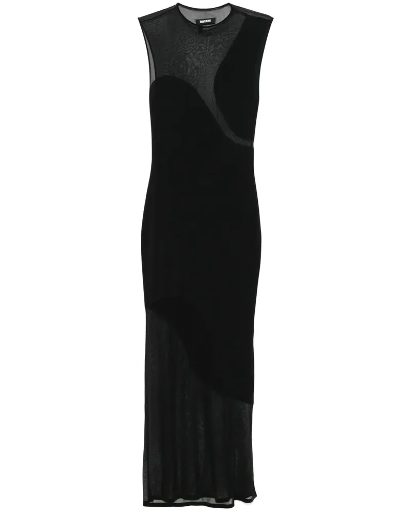 ROTATE Birger Christensen Gestricktes Maxikleid mit Sheer-Effekt - Schwarz Schwarz