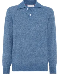 Brunello Cucinelli Gestricktes Poloshirt Blau