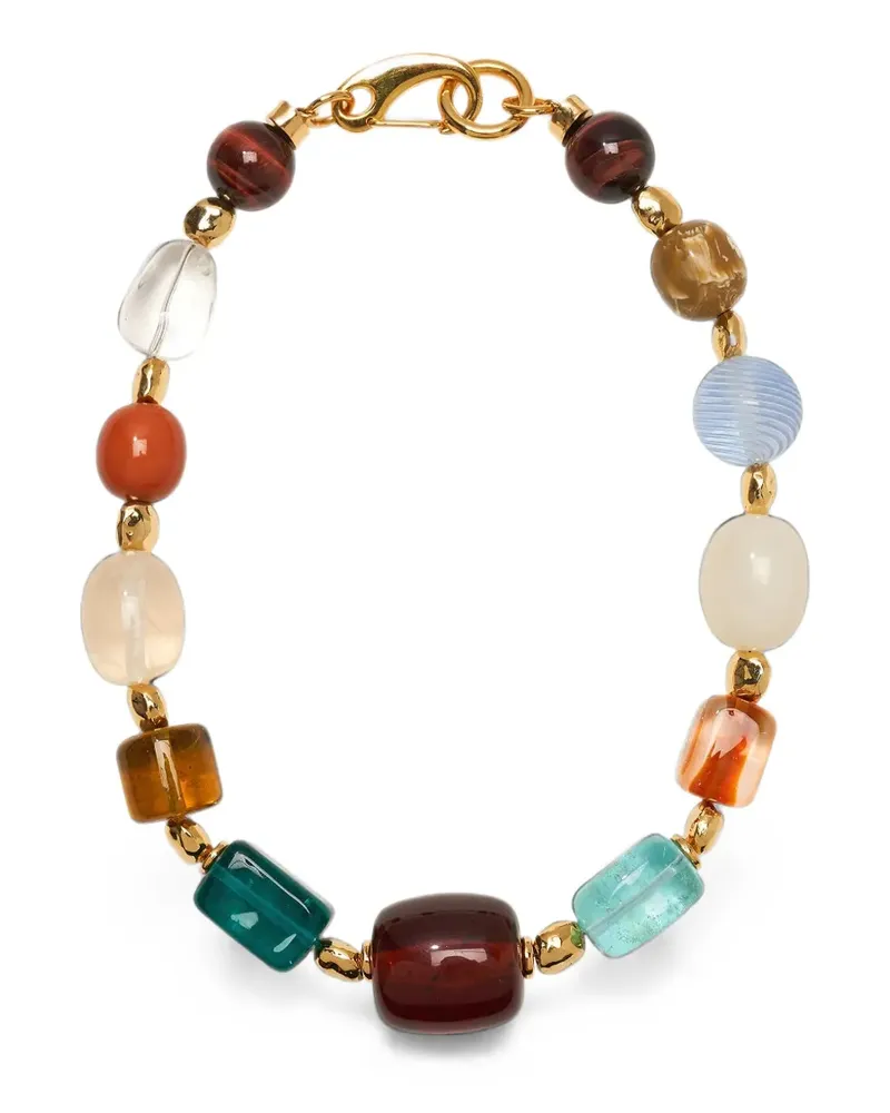 Lizzie Fortunato Acrobat tiger eye beaded necklace - Gold Gold