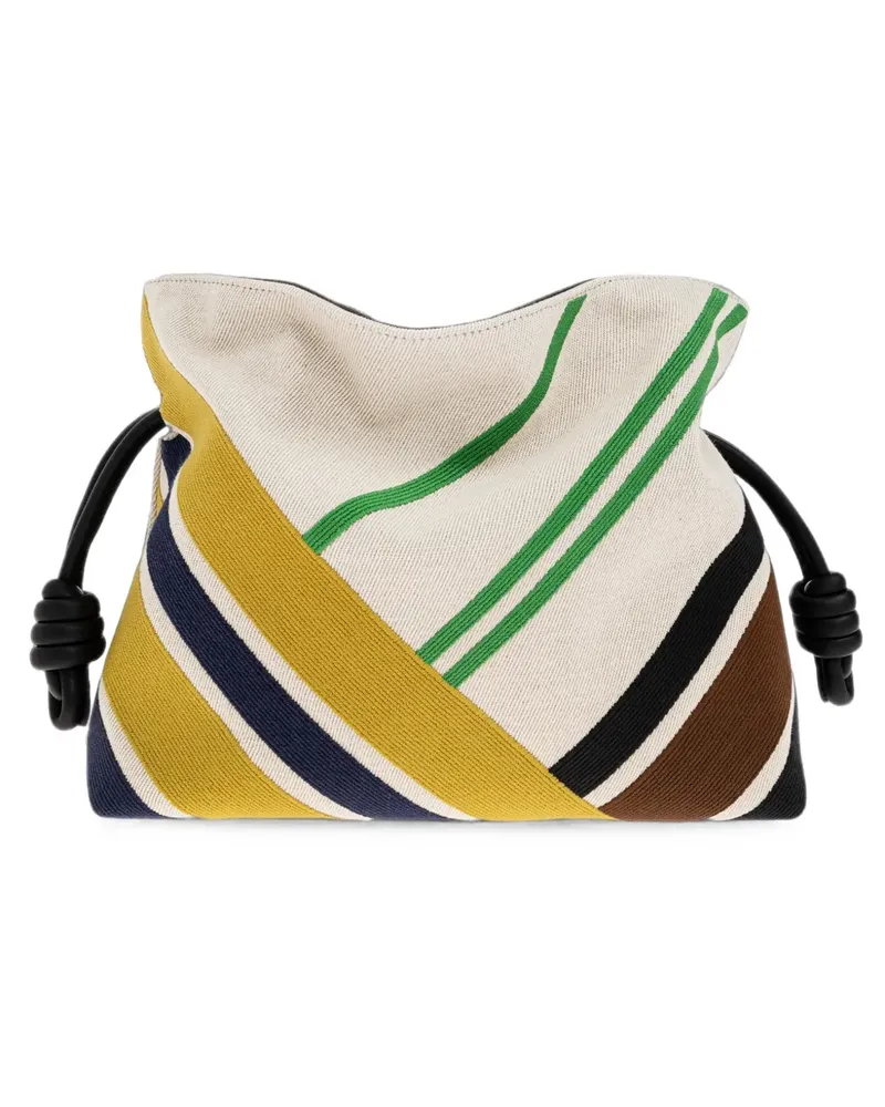 Loewe Mittelgroße Flamenco Clutch mit Streifen - Nude Nude