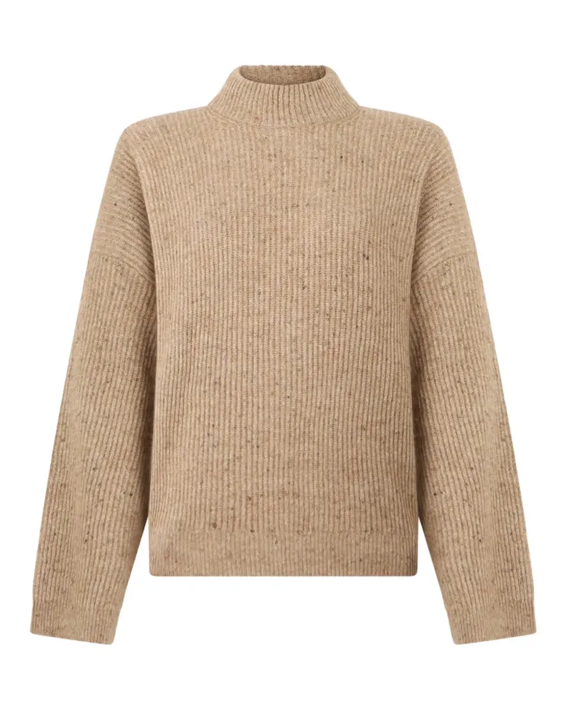 Brunello Cucinelli Gerippter Pullover mit Stehkragen - Nude Nude