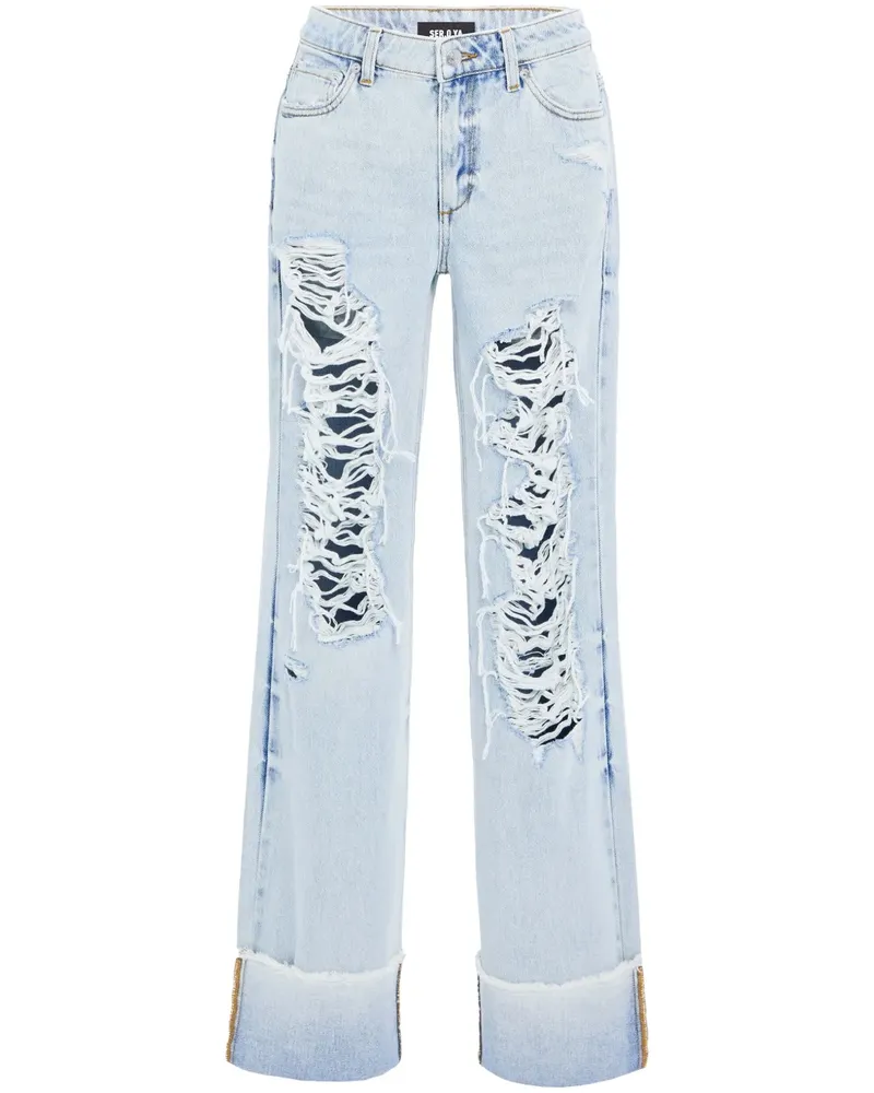 SER.O.YA Margot Distressed-Jeans mit Umschlag - Blau Blau