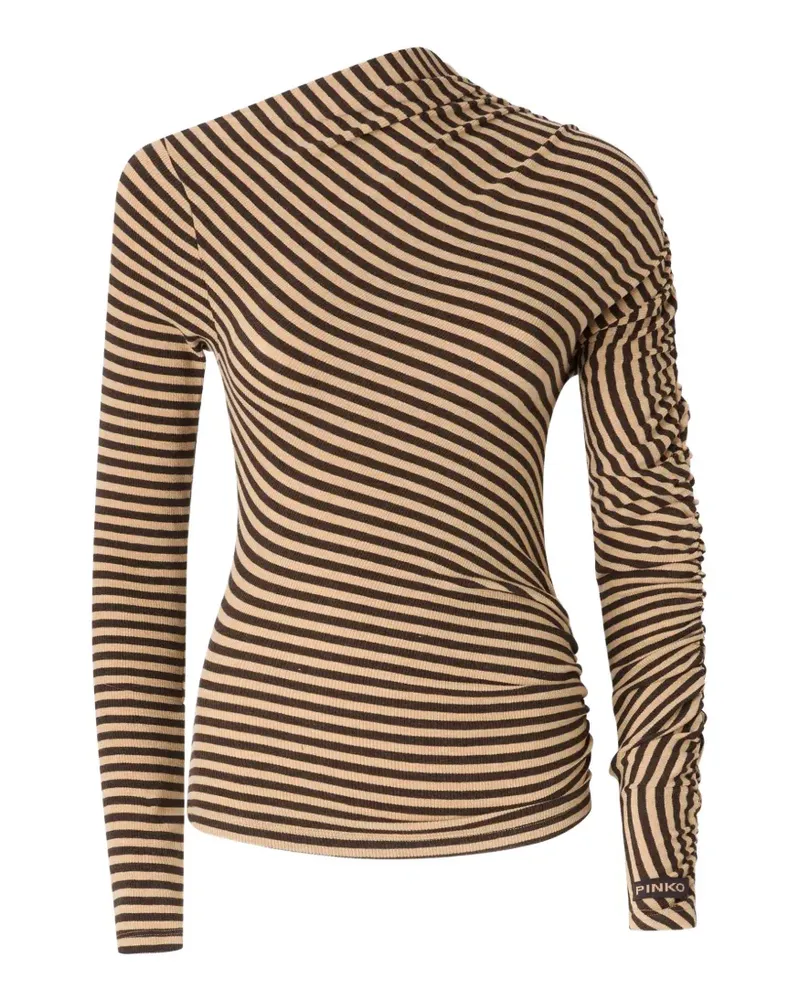 Pinko striped ruched-detail top - Nude Nude