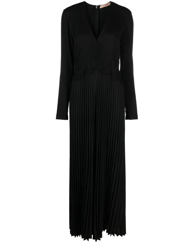 Twin-Set Jumpsuit mit Spitzeneinsatz - Schwarz Schwarz