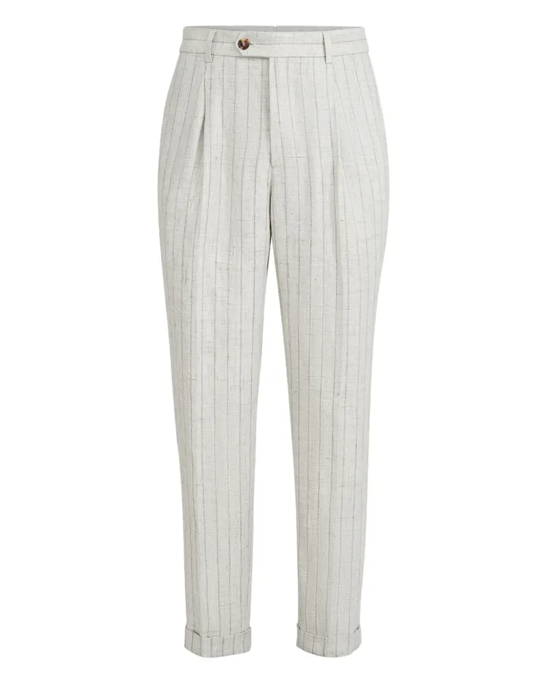 Brunello Cucinelli Gestreifte Hose mit Falten - Grau Grau