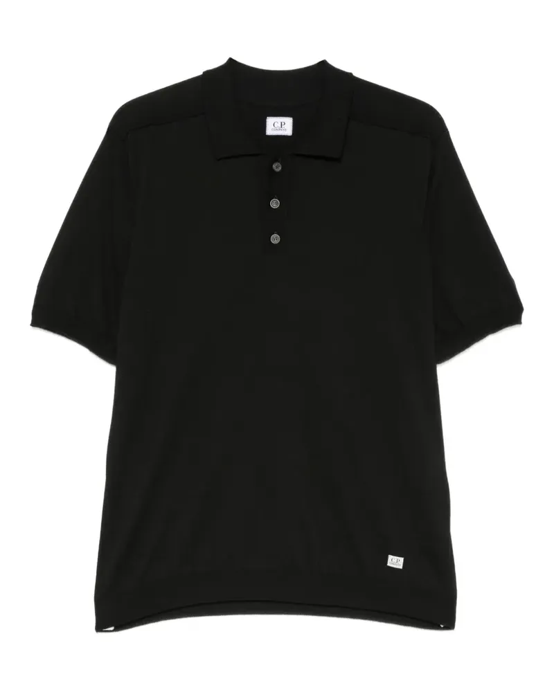 C.P. Company Boston logo-patch knitted polo shirt - Schwarz Schwarz