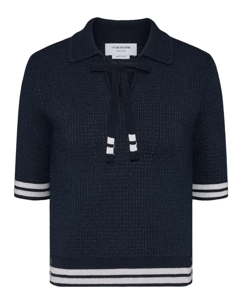 Thom Browne Poloshirt aus Seide, Kaschmir und Wolle - Blau Blau